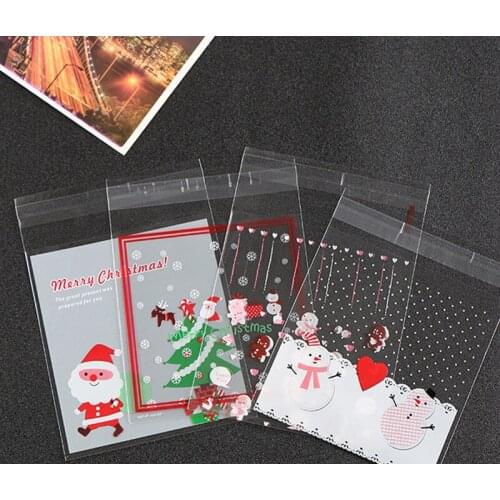 100 pieces / batch translucent dot plastic biscuit packaging bag self adhesive bag Christmas birthday party wedding decorations