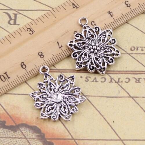 12pcs Charms Flower 31x24mm Tibetan Silver Pendants Antique Jewelry Making DIY Handmade Craft For Bracelet Necklace