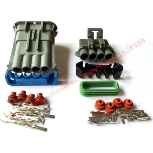 5 Set Delphi Auto 4 Pin Waterproof Wiring Harness Connector Speaker Wire Clip Connector