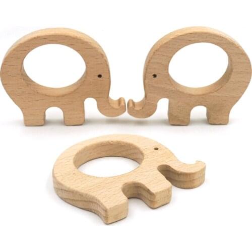 5PCS beech teether elephant animal wood pendant for baby mother accessory Australia SGS SAFE eco friendly EA58
