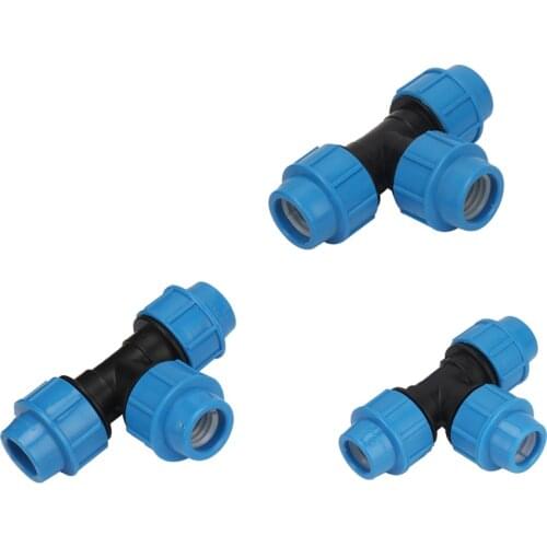Home Improvement 20mm 25mm 32mm PE Tee Connectors Out Diameter 20/25/32mm Pipe Interface 3-Way Couplings Plumbing Fittings 5 Pcs