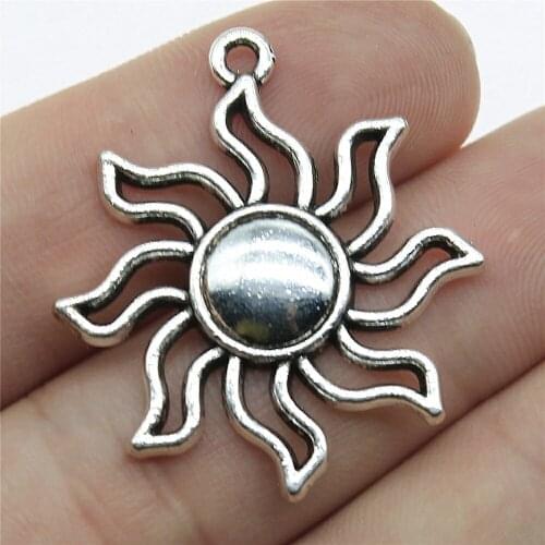 6pcs 35x31mm Pendant Sun Sun Charm Pendants For Jewelry Making Antique Silver Color Sun Pendants