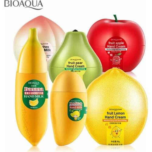 6PCS/lot Mini Cute Peach Banana Mango Apple Moisturizing Whitening Fruit Hand Cream for Winter Hand Care Lotion Nourishing Skin