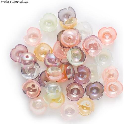 50pcs Acrylic Spacer Flower Beads End Bead Caps for Jewelry Findings Headwear Bracelet Necklace Making Accessoires 19mm
