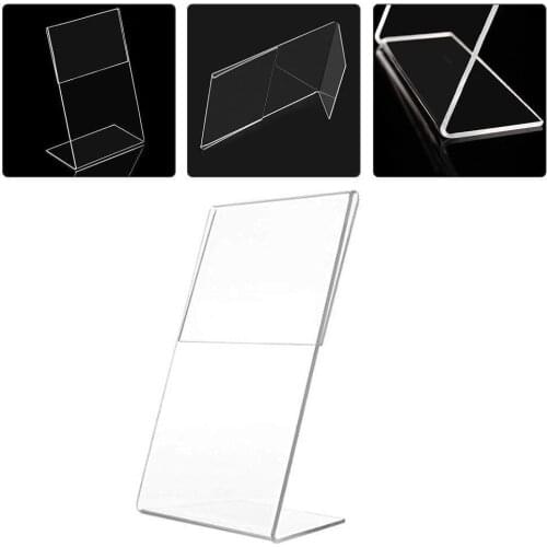 Acrylic L Sign Price Label Display Holders Stands for Paper Tag Card Signage Promotion Clear in Vertical T1.5mm 11x7.5cm
