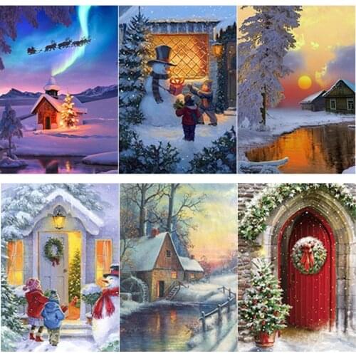 New 5D DIY Diamond Painting Snow Scene Diamond Embroidery Scenery Cross Stitch Full Square Round Drill Home Decor Manual Gift