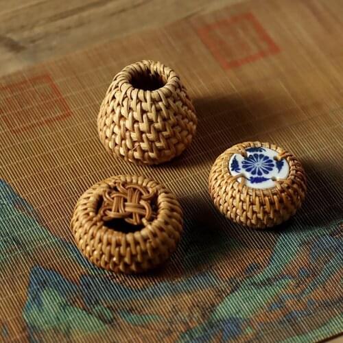 Bamboo Vine Tea Saucer Handmade Tea Cover Rack Wicker Rattan Kung Fu Tea Container Vine Pot Tea Gatto Accessories For Garden