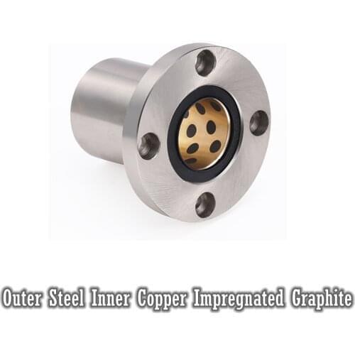 Oilless Bearings LMF6UU LMF6LUU LMF8UU LMF8LUU LMF10UU LMF10LUU LMF12UU LMF12LUU Outer Steel Inner Copper Impregnated Graphite