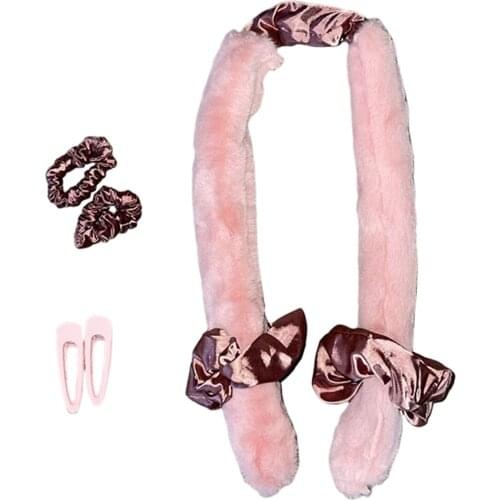 Heatless Hair Curlers Silk Headband for Natural Long Hairstyle with 2 Hair Loops 2 Hair Clip