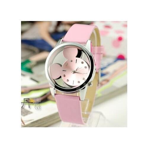 Luxury Brand kids cartoon mickey watch double hollow water drill scale with creative students quartz watch Unisex Casual watches