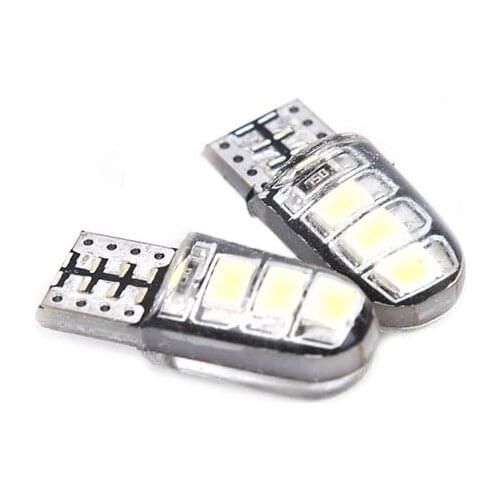 2PCS White T10 W5W 12-SMD 2835 LED Error Free Silica Light Bulbs Kit