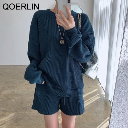 2 Piece Set 2019 Winter New O-Neck Turtleneck Loose Casual Pullover Sweater Pants Two-Piece Set Korean Style Pullovers Pant Sets
