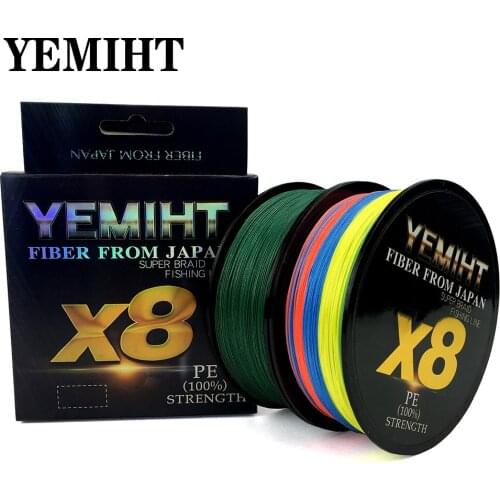 YEMIHT PE Braided Fishing Line 8 Strands 100/300/500m 15LB - 80LB Sea Saltwater Fishing Wire
