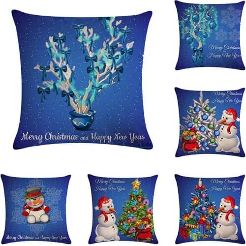 45*45cm Cushion Cover Christmas white snowman Linen Throw Pillowcase Merry Christmas Series New Year Gifts Pillow CaseH718