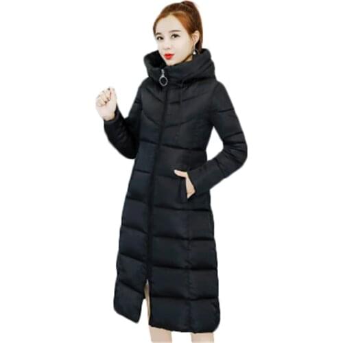 M-4XLWinter Large Size Women long Parkas Casual Over the knee long down cotton padded Female cotton coat thick cotton jacketD864