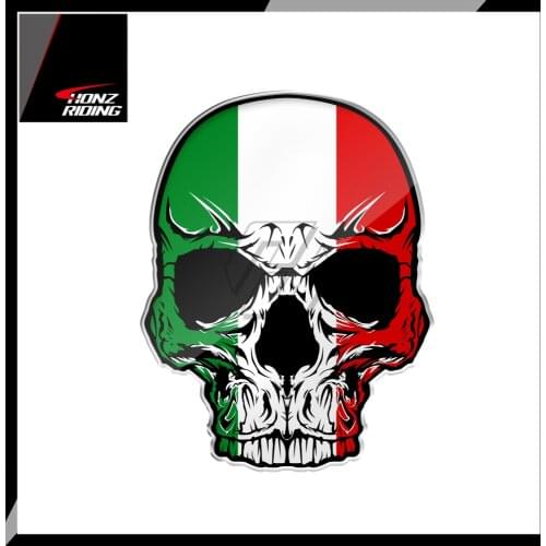 For Aprilia Ducati Yamaha Vespa Decals 3D Motorcycle Skull Stickers Italy Flag Sticker