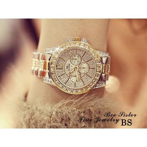 New Fashion Lady BS Brand Square Diamond Watch Women Full Diamond Steel Band Silver Watch Women Bangle Bracelet drop shipping