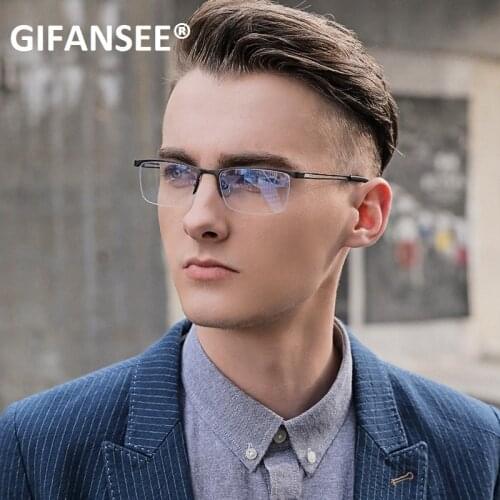GIFANSEE anti blue light blocking glasses men business metal frame women rimless eyeglasses Computer mobile phone gaming eyewear