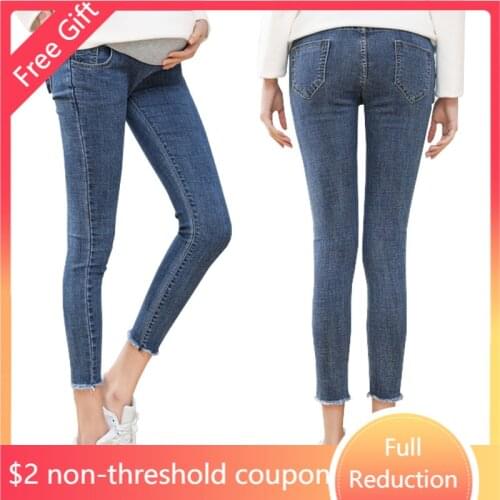 Autumn Winter Spring High Quality Ninth Pants Maternity Jeans for Pregnant Women Clothes Skinny Denim Stretch Jeans Pregnancy Pa
