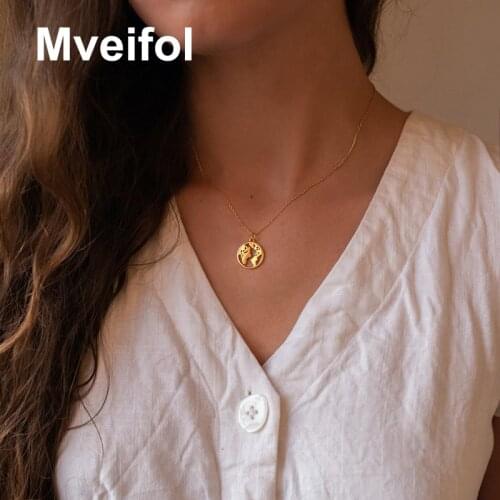 Mveifol Bohemian Hollow World Map Necklace Choker Fashion Globe Earth Pendant Necklace for Women Girls Statement Jewelry Gifts