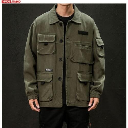 Dropshipping 2020 Autumn Japanese Cargo Coats Male Streetwear Fashion Overalls Tops Outdoor Muliti-Pocket Jacket