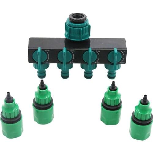 1/2" Garden Irrigation 4-way Tap Hose Splitter Garden Drip 4/7 or 8/11 Hose Fittings Pipe Connector Irrigation Set