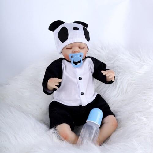 Realistic Reborn Doll Boy 45 Cm 18 Inch Soft Vinyl Silicone Cloth Body Closed Eyes Baby Child Playmate Holiday Gift