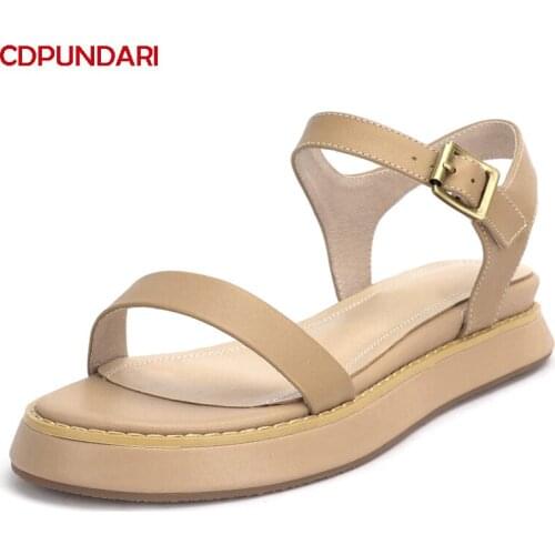 Genuine Leather Flat Platform Sandals Women Summer Casual Shoes Ladies Sandales Femmes été nouveau 2021 Sandalias Mujer