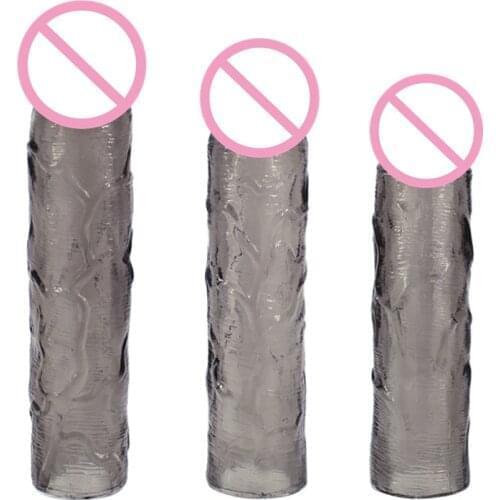 Silicone Male penis sleeve set enlarge ball bondage cock ring Extension condoms Reusable Intimate sex toy for man