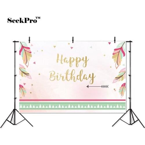Thin vinyl happy birthday feather arrow children photo Backgrounds Printed Professional indoor Photographic studio Backdrops