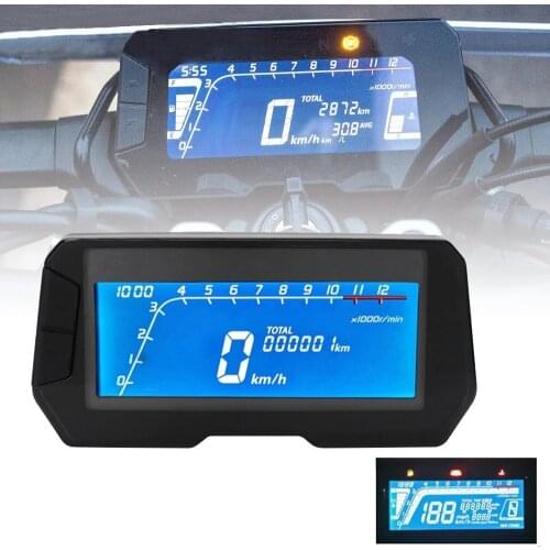Universal Motorcycle LCD Digital 12000RPM Speedometer With Backlight 6 Grid Indication For 1-4 Cylinders Meter Odometer Meter
