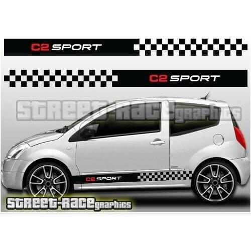 For x2 Citroen C2 002 side racing stripes graphics stickers decals vinyl