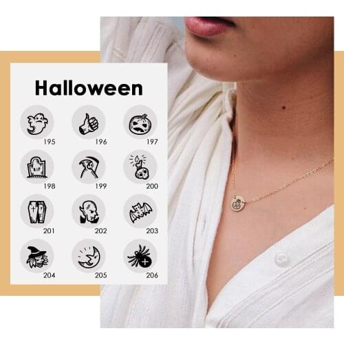 Visunion Stainless Steel Personality Necklace Women Halloween Engraving Pattern Pendant Necklace 316L Stainless Steel Jewelry