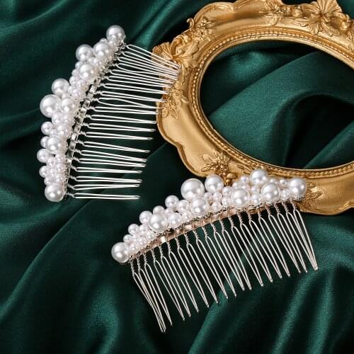 Women Rhinestone Clips Pearl Hair Combs Wedding Bridal Hair Accessories Hair Pin Bride Barrette Hair Tiara Jewelry Accessories