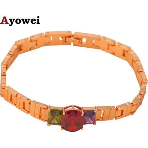 New 2014 yellow Gold tone garnet crystal Royal design Bracelets for women Health Nickel & Lead free fashion jewelry TB189A