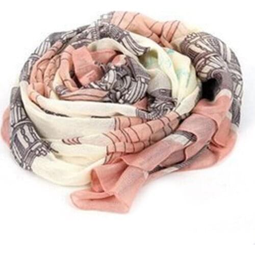 New Fashion Bohemian Beach Voile Soft Long Scarf Women Eiffel Tower Printed Wrap Shawl Stole Scarves