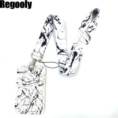 Ink Painting Key lanyard Car KeyChain ID Card Pass Gym Mobile Phone Badge Kids Key Ring Holder Jewelry Decorations