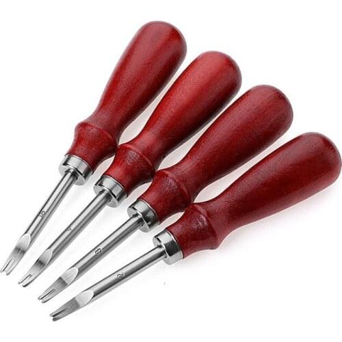 1pc 0.8/1.0/1.2/1.5mm Leather Edge Beveler Skiving Beveling Knife Cutting Hand Craft Tool with Wood Handle DIY Tools