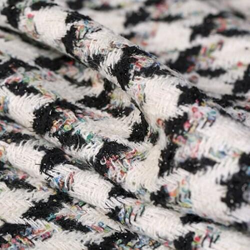 150CM Wide 650G/M Weight Check Tweed Knitted Mohair & Wool & Acrylic Fabric for Autumn Spring Dress Coat Jacket E1170