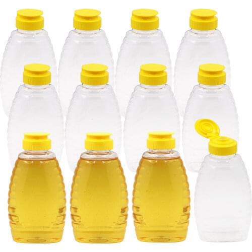 500g Honey Bottle Transparent Thickened Plastic Bottle Portable Honey Squeeze Bottle Jam Ketchup Sub-Bottle