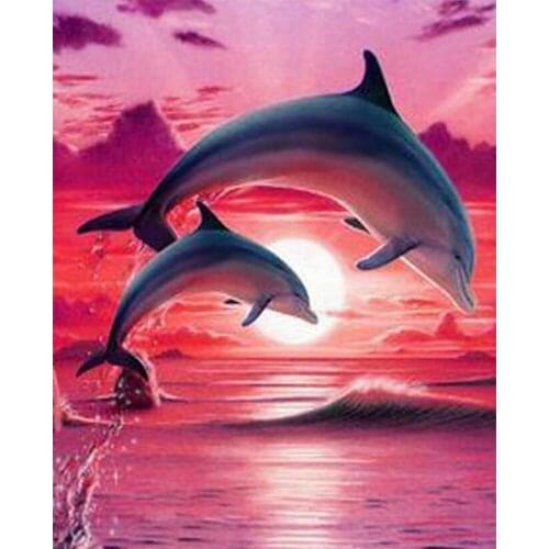 5D Full Square/Round Diamond Embroidery Dolphin Animal Patterns Diamond Mosaic sale DIY Diamond Painting Cross Stitch kit TY709