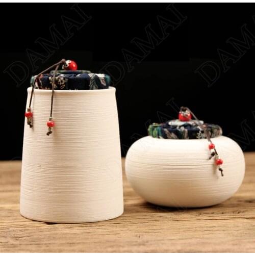 Retro Ceramic Tea Tin with Lid Black Porcelain Teas Storage Container Teahouse Sealed Organizer Jars Home Decoration Modern