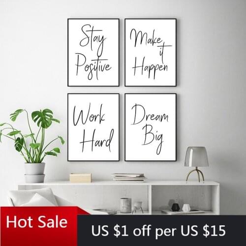 Black White Inspirational Quote Poster Art Canvas Painting Pictures For Living Home Room Decor Painting Modern Wall Decor