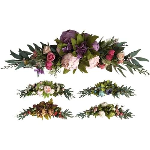 Floral Swag, Artificial Peony Flowers Swag for Front Door Wedding Wall Window Arch Garden Farmhouse Home Decoration