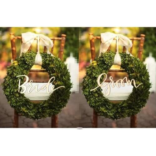 Wedding Chair Hangers Signs - Wooden Bride & Groom Signs - Wooden Engraved Rustic Signs - Wedding Reception, Photo Props