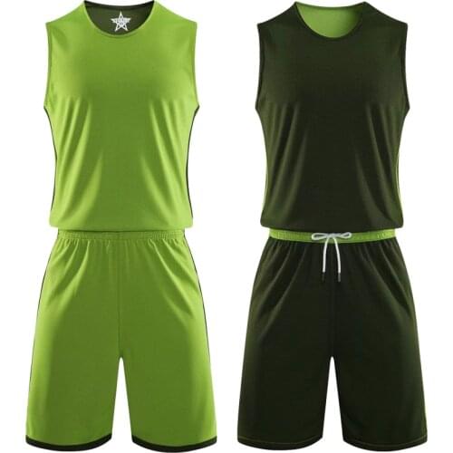 Kids men Double-side basketball training jersey suit Sports Kits blank college tracksuits breathable basketball jerseys uniform