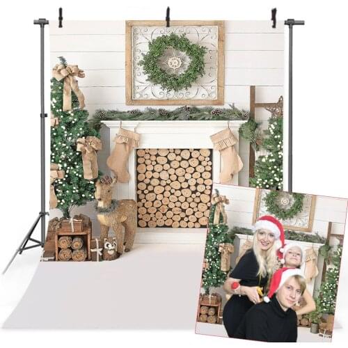 Fireplace backdrop for photography Christmas Tree Photo Background Studio newborn baby photographic backdrops polyester cloth