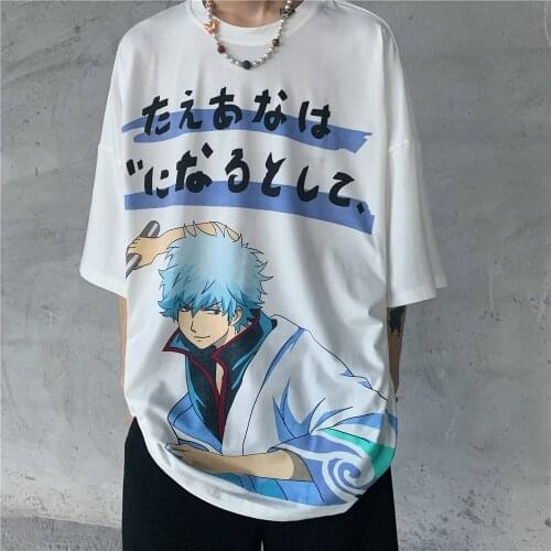 Gintama Cartoon Hip Hop T Shirt Men Loose Summer Harajuku Streetwear Tee Top Tshirt Clothing Casual T-shirt
