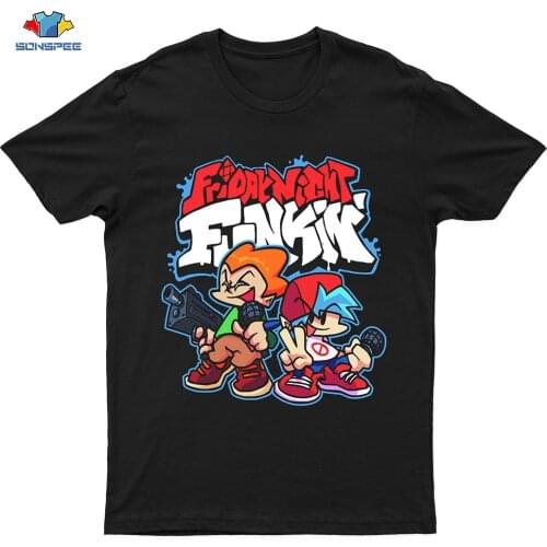 SONSPEE Anime Print Friday Night Funkin Men Women Cotton T-Shirt Streetwear Short Sleeve Funny Graphic Oversize T Shirts