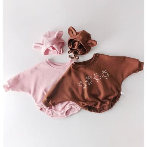 Infant Baby Boys Girls Rompers Baby Clothes Bear Printing Long Sleeve Rompers Autumn Winter Baby Boys Girls Thicken Rompers